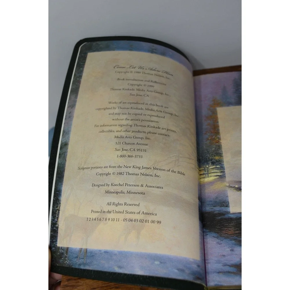 Thomas Kinkade Come Let Us Adore Him Genuine Bonded Leather Christmas Devotional